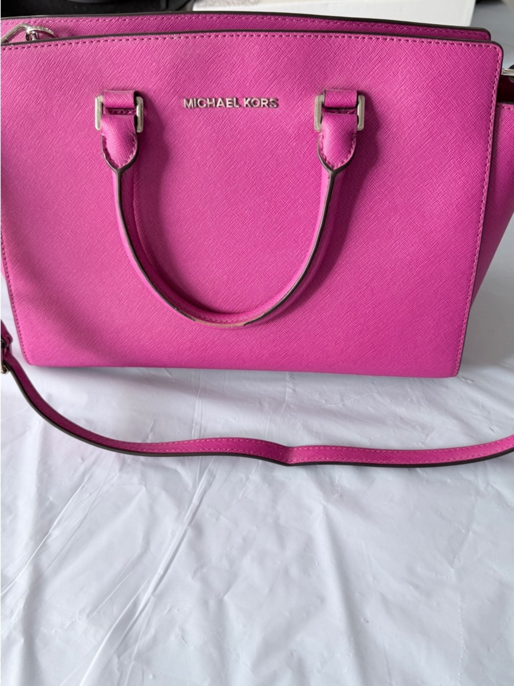 Michael Kors Hot Pink Saffiano Leather Satchel - Picture 3 of 9